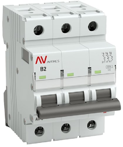 Выключатель автоматический EKF Averes AV-6 3п 2А B 6кА картинка